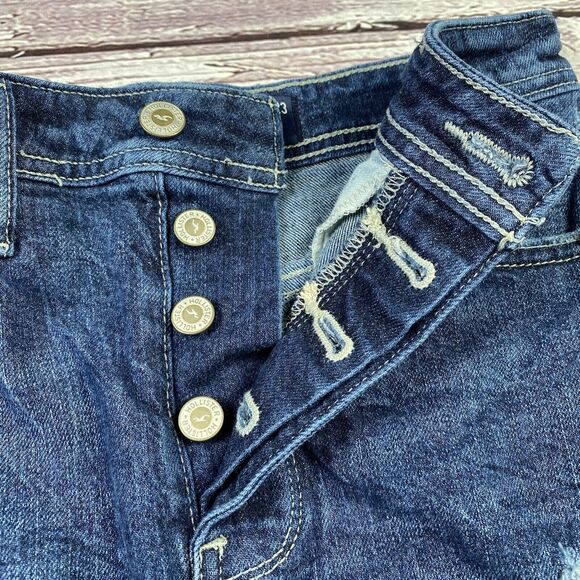 Hollister Ultra High‎ Rise Button Fly Jean Shorts Blue Women Size 00 Pre-Owned - Picture 7 of 11